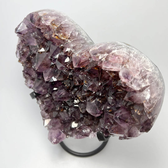 Large Amethyst Druze Cluster Heart On Stand - Rocks and Gems Canada