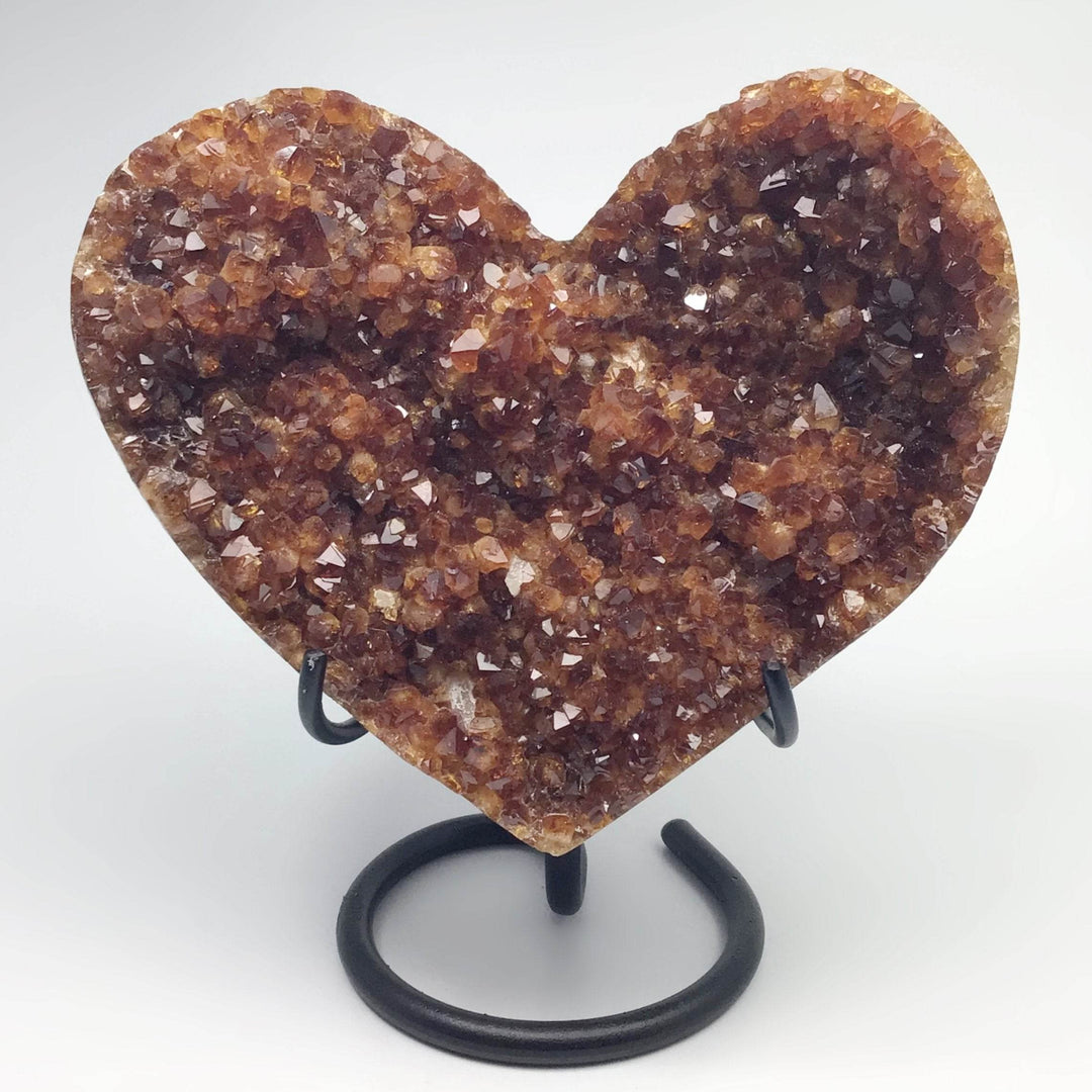 Citrine Druze Cluster Heart On Stand - Rocks and Gems Canada
