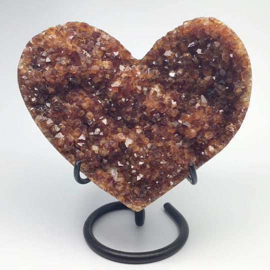 Citrine Druze Cluster Heart On Stand - Rocks and Gems Canada