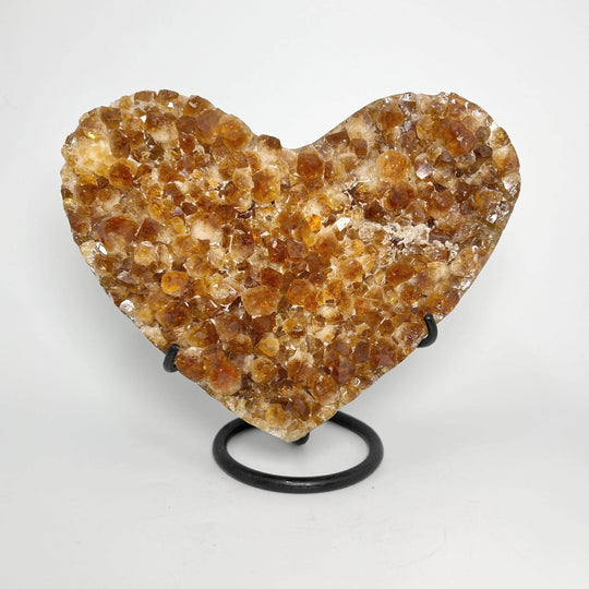 Citrine Druze Cluster Heart On Stand - Rocks and Gems Canada