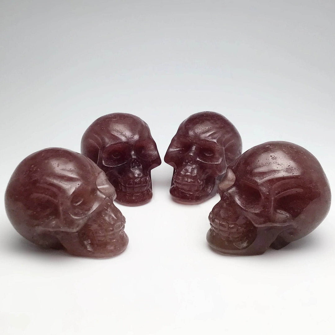 Carved Strawberry Quartz Skull - Rocks and Gems Canada