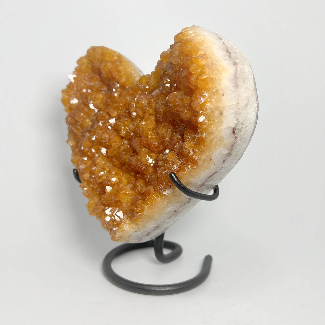 Citrine Druze Cluster Heart On Stand - Rocks and Gems Canada