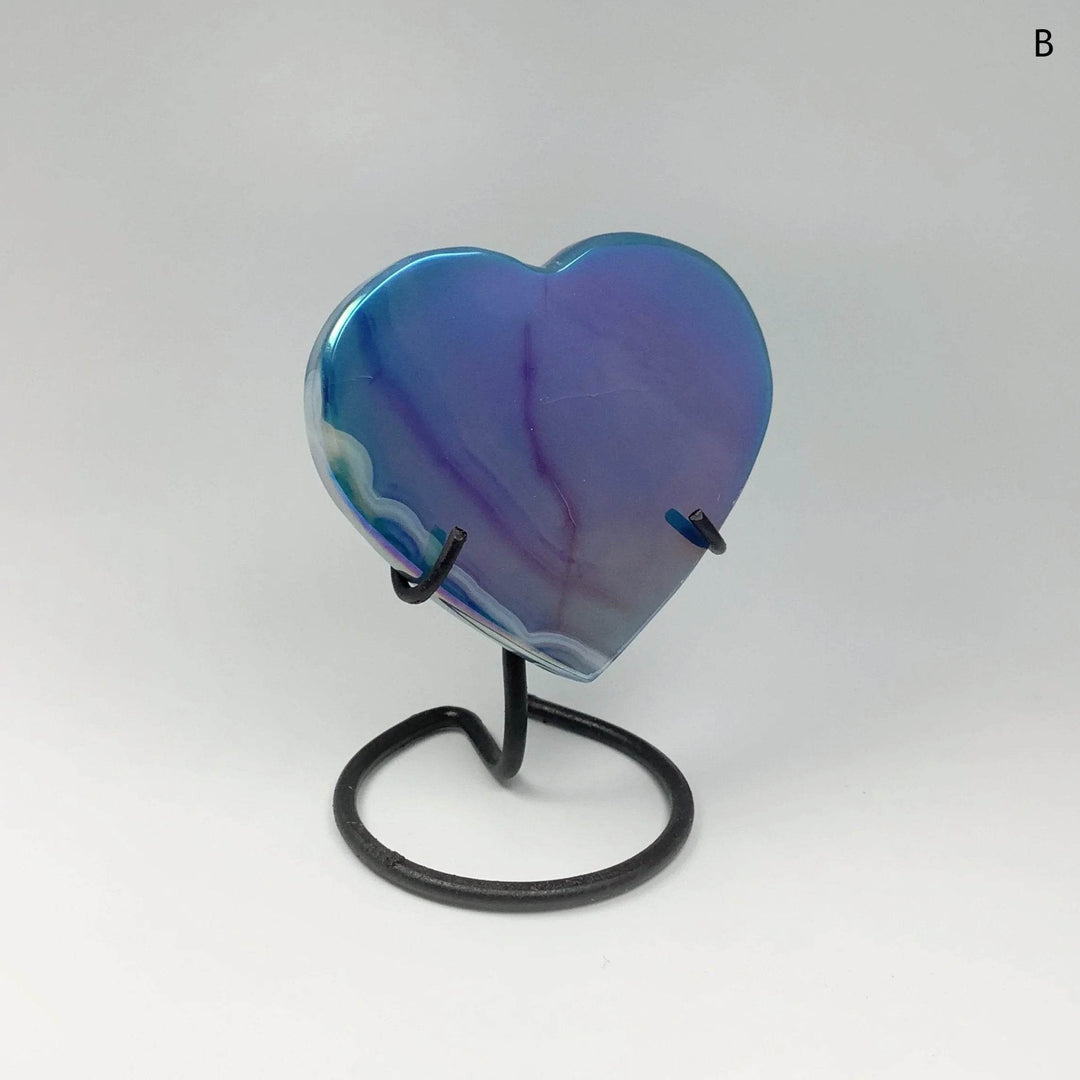Rainbow Agate Heart on Stand - Rocks and Gems Canada
