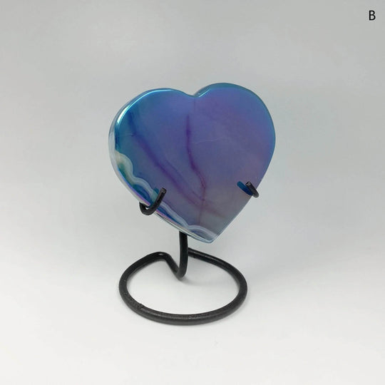 Rainbow Agate Heart on Stand - Rocks and Gems Canada
