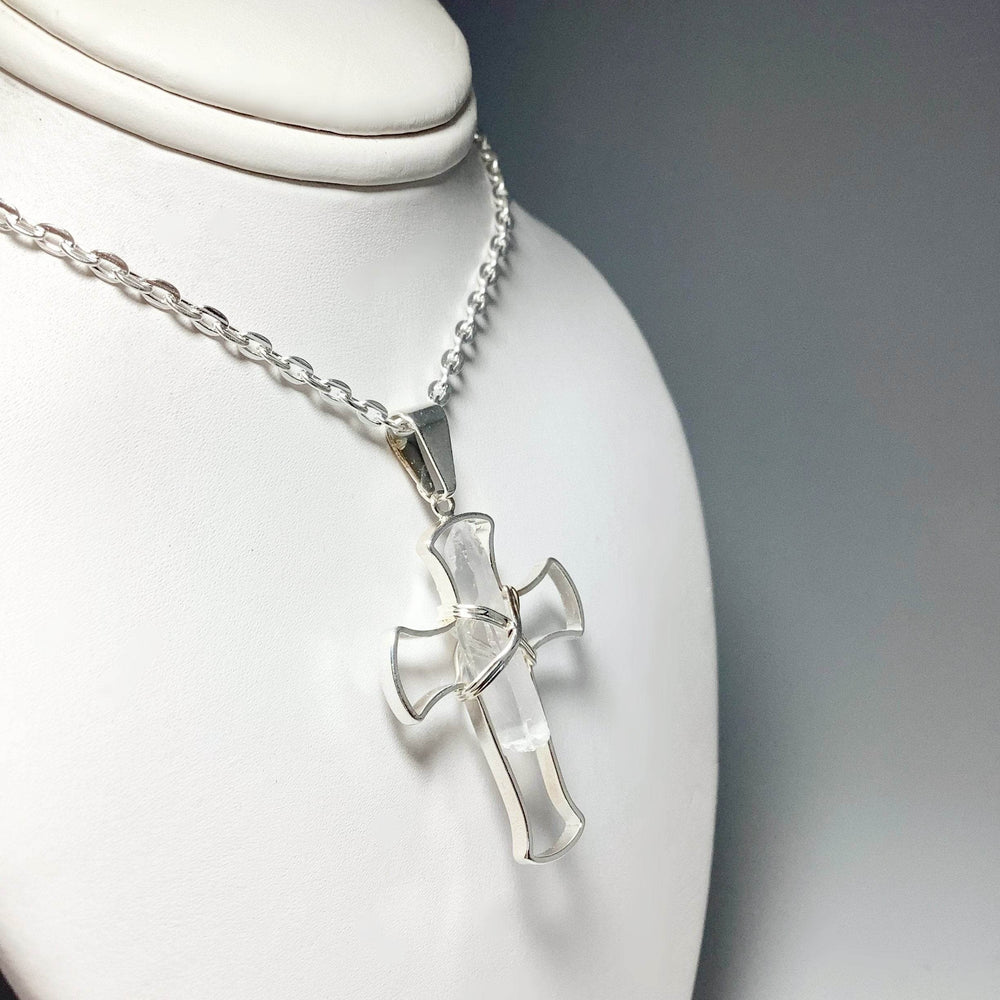 Quartz Cross Necklace - Rocks and Gems Canada