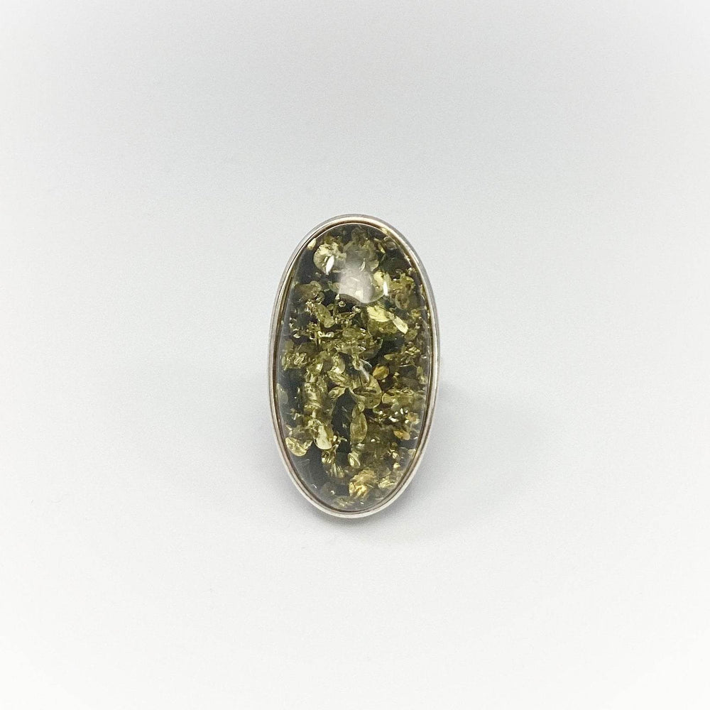 Green Amber Ring - Rocks and Gems Canada