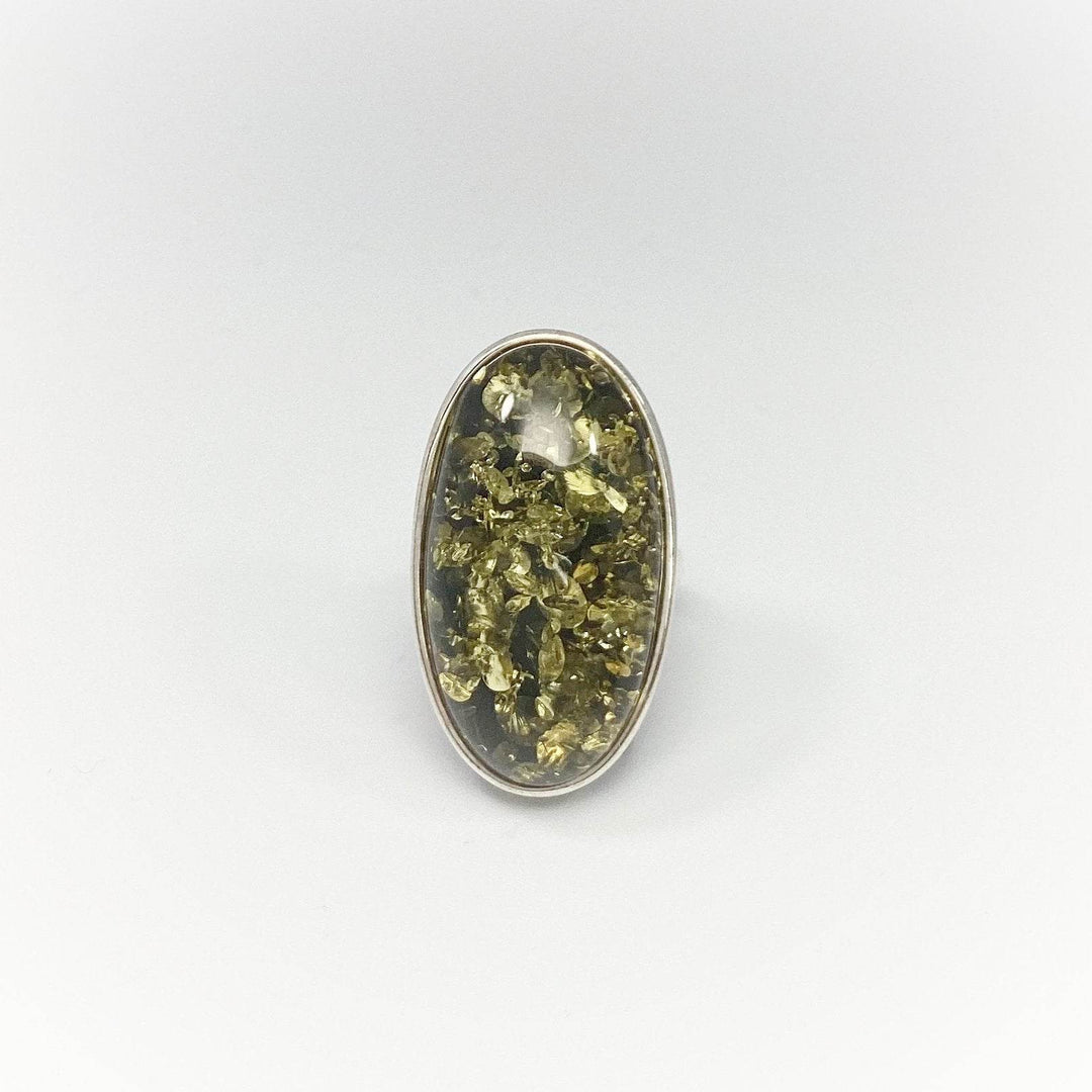 Green Amber Ring - Rocks and Gems Canada