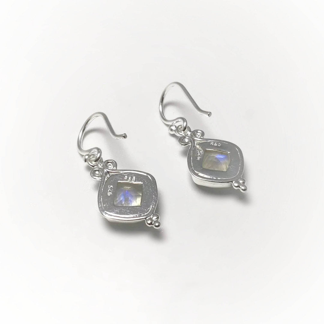 Rainbow Moonstone Dangle Earrings - Rocks and Gems Canada