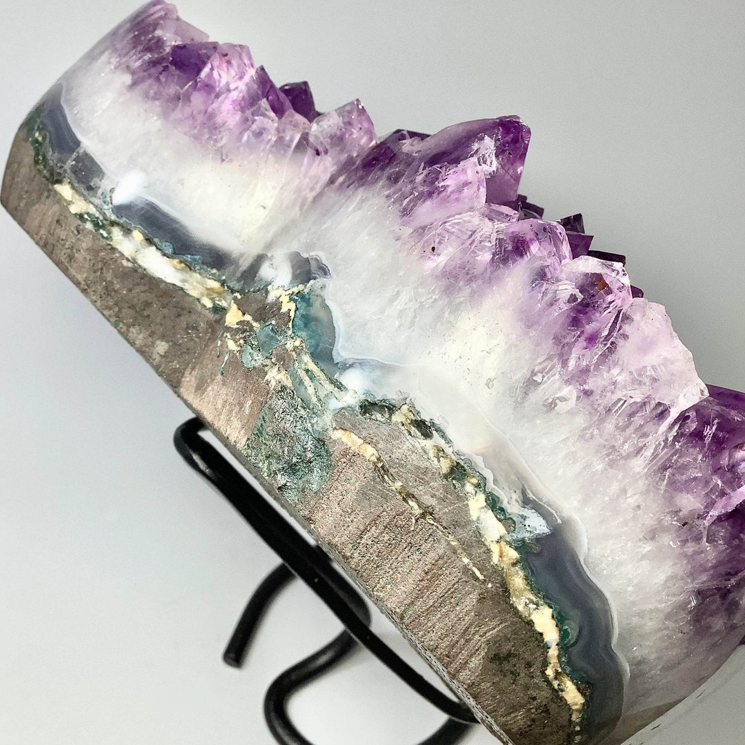 Large Amethyst Druze Cluster Heart On Stand - Rocks and Gems Canada