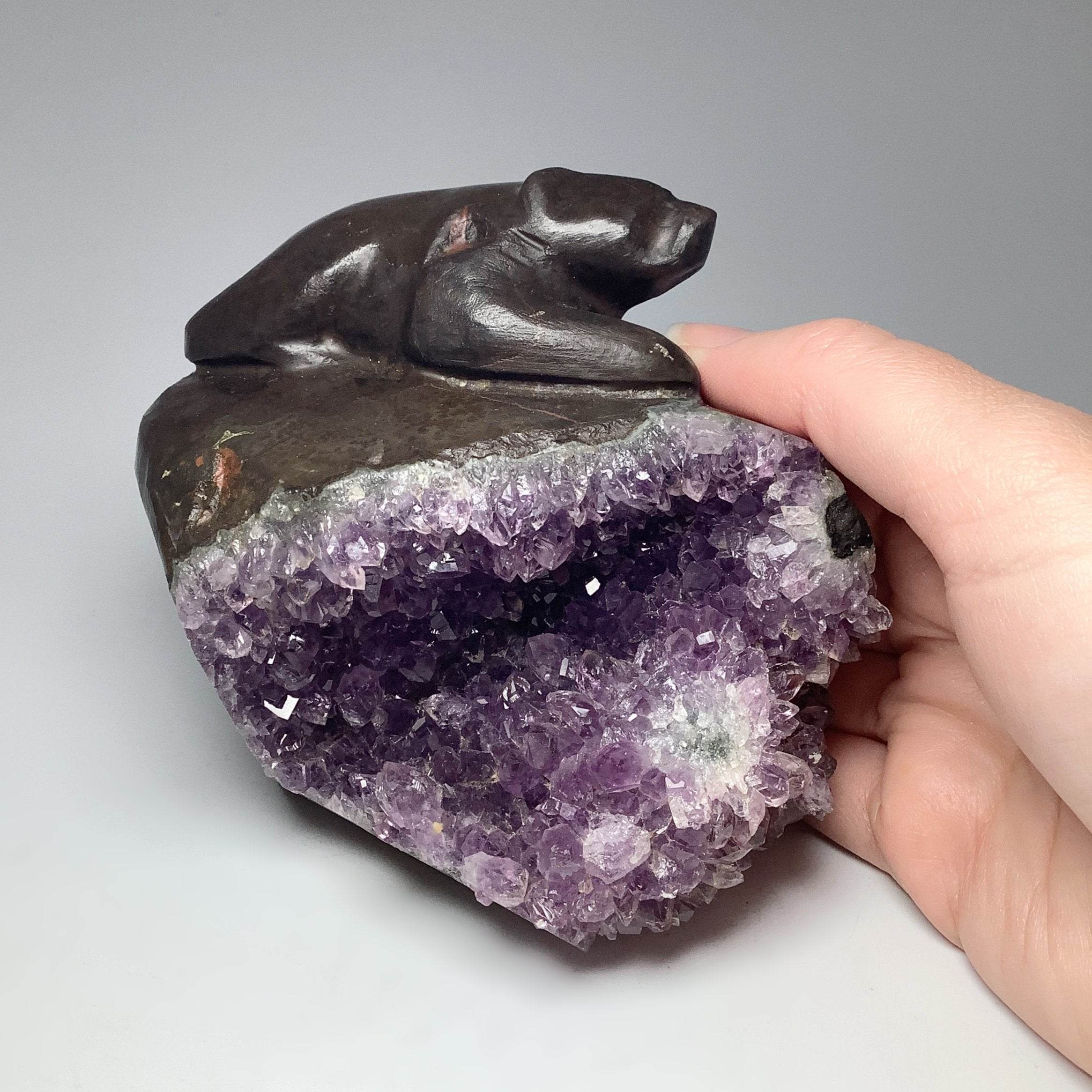 Amethyst Bear Carving - Rocks and Gems Canada