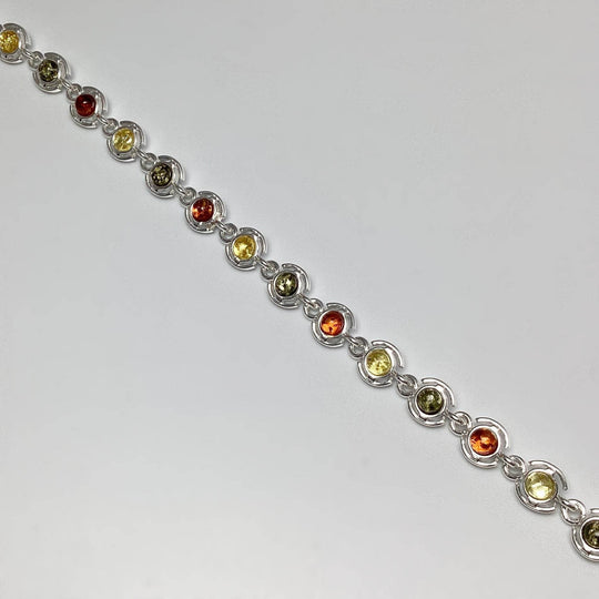 Mixed Amber Sterling Silver Bracelet - Rocks and Gems Canada