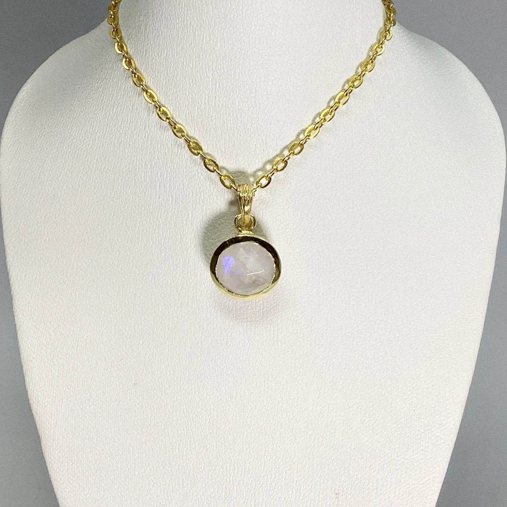 Rainbow Moonstone Gold Finish Pendant - Rocks and Gems Canada