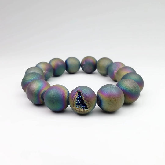 Druzy Matte Rainbow Beaded Bracelet - Rocks and Gems Canada