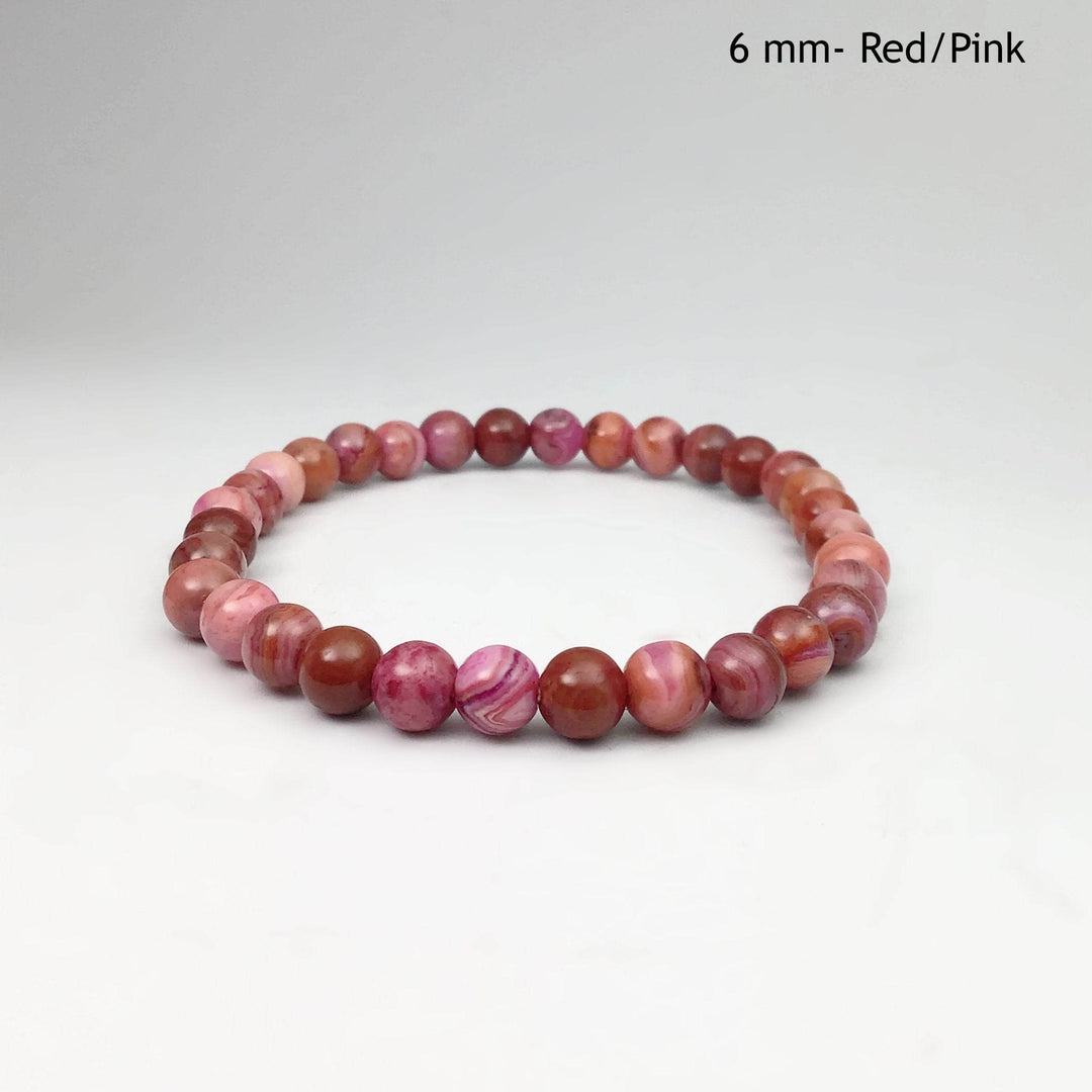Pink Crazy Lace Agate Beaded Bracelet - Rocks and Gems Canada