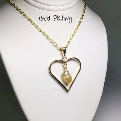 Heart Necklace with Citrine