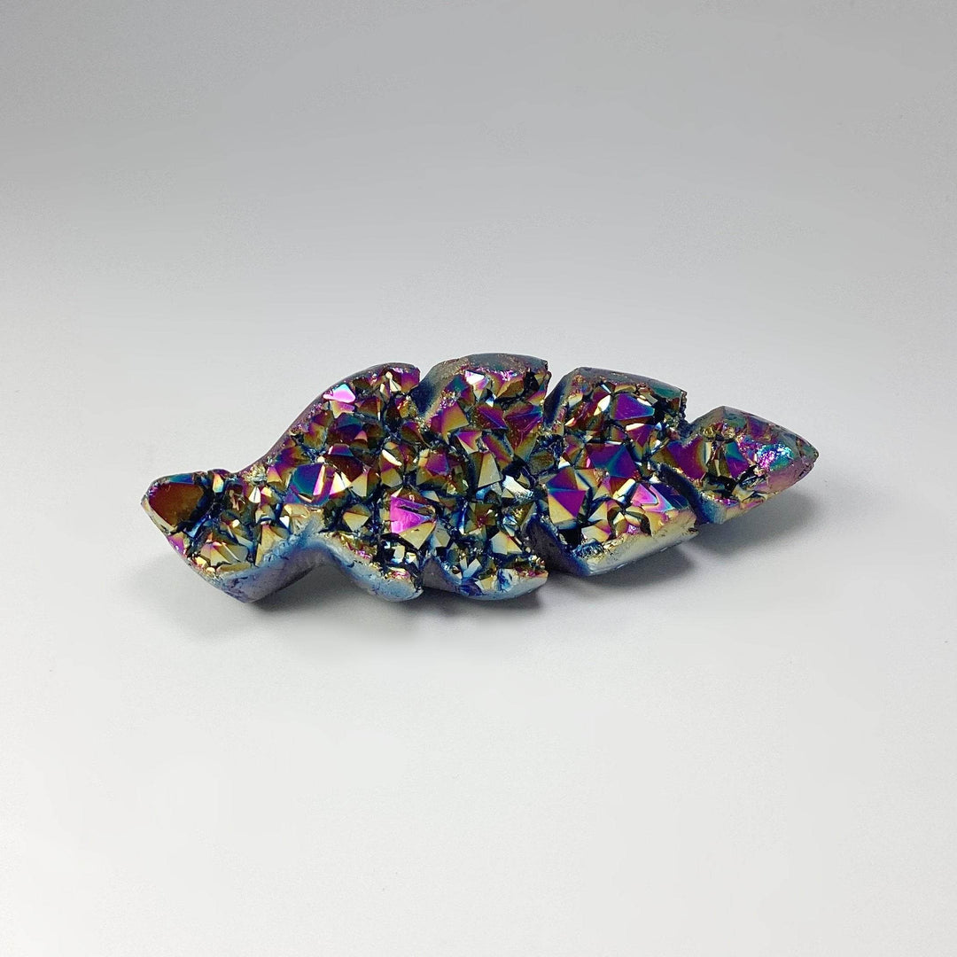 Rainbow Amethyst Druze Cluster Leaf Carving - Rocks and Gems Canada