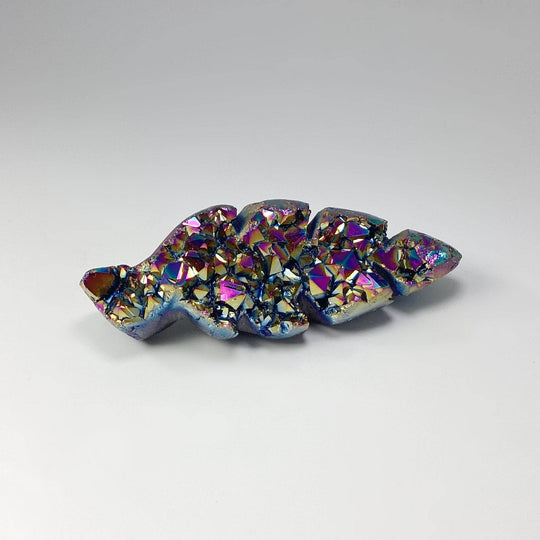 Rainbow Amethyst Druze Cluster Leaf Carving - Rocks and Gems Canada