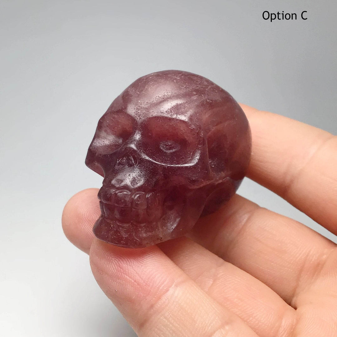 Carved Strawberry Quartz Skull - Rocks and Gems Canada