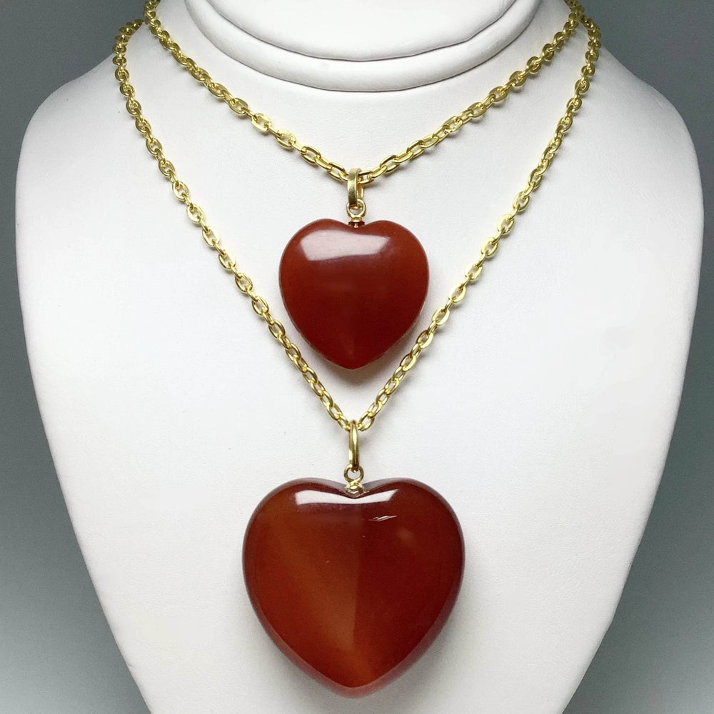 Carnelian Agate Heart Pendant - Gold Finish Bail - Rocks and Gems Canada