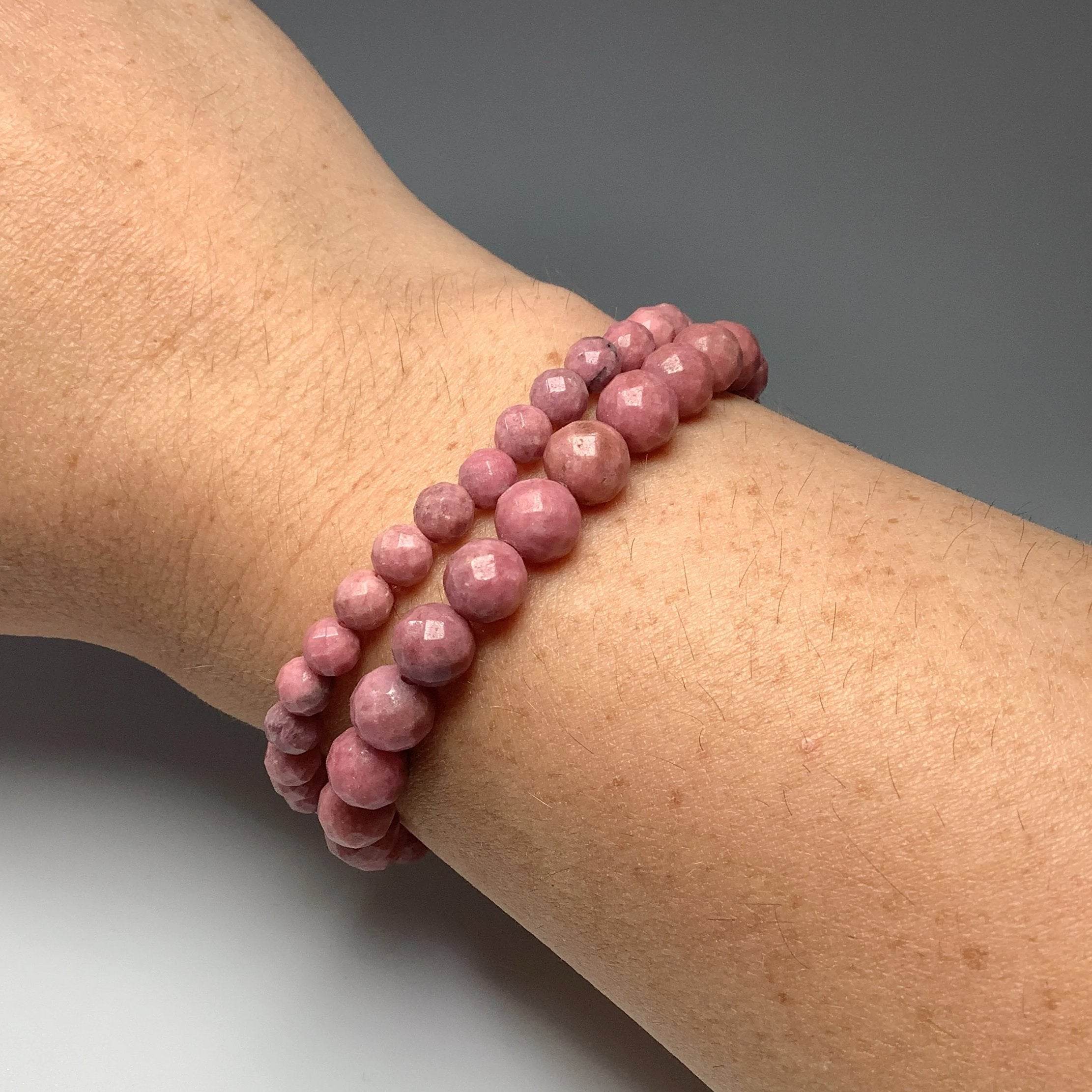 Pink Rhodonite Faceted Beaded Bracelet - Rocks and Gems Canada