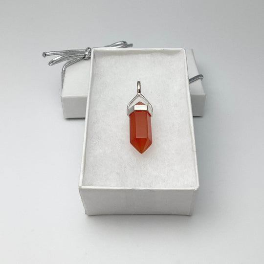 Carnelian Agate Double Terminated Point Pendant - Rocks and Gems Canada