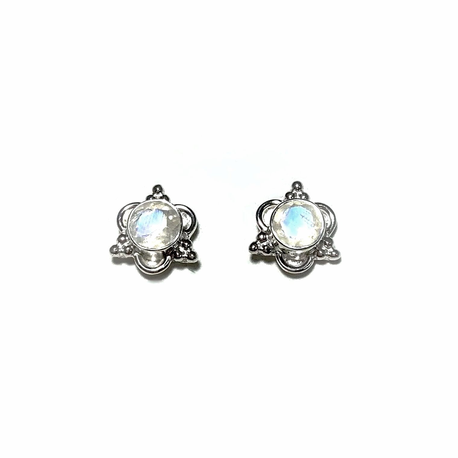 Faceted Rainbow Moonstone Stud Earrings Rocks and Gems Canada