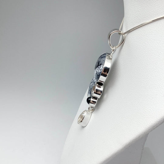 Dendritic Opal, Black Onyx and Clear Quartz Pendant - Rocks and Gems Canada