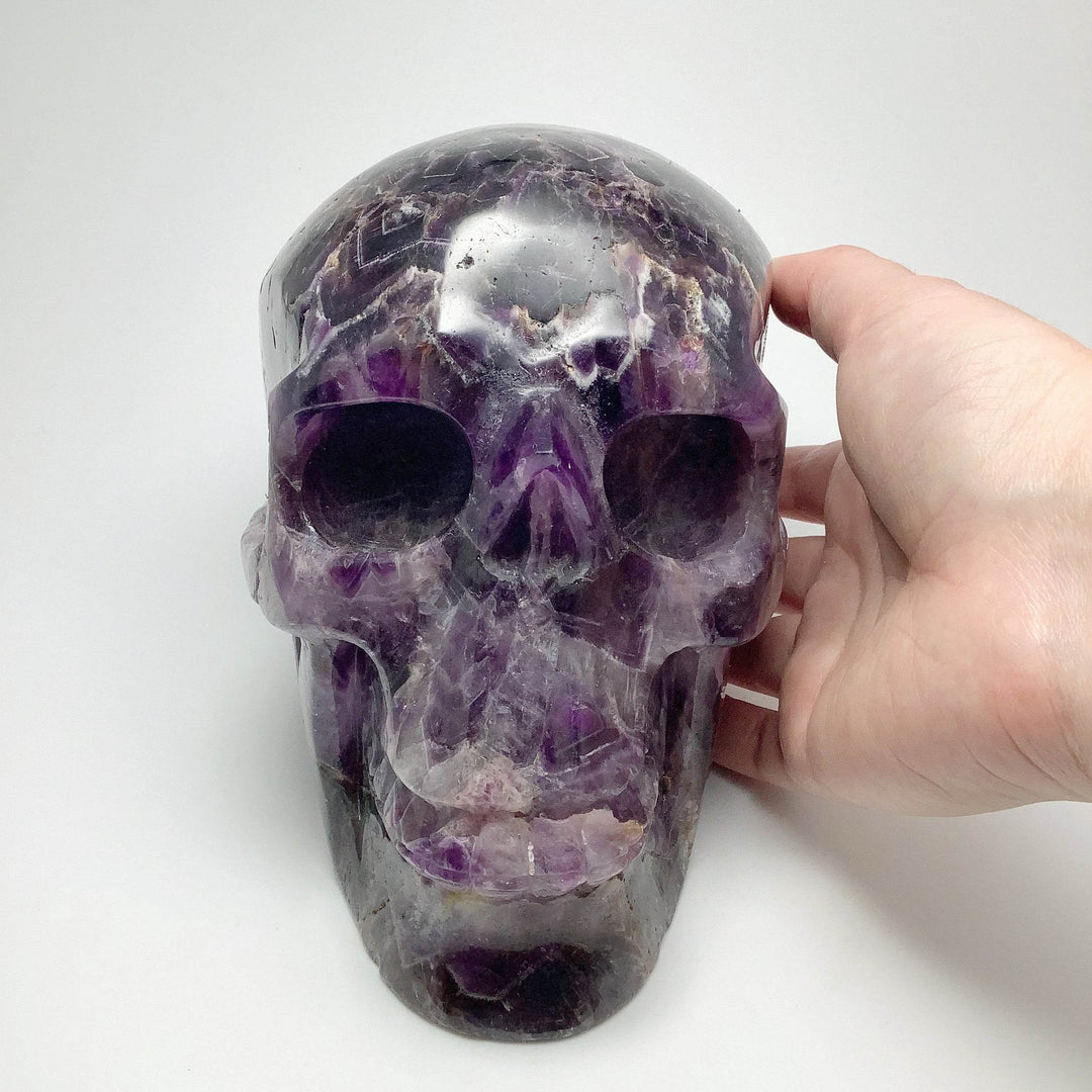 Large Chevron Amethyst Crystal Skull - Rocks and Gems Canada