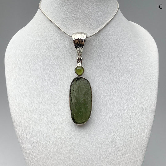 Moldavite and Peridot Pendant - Rocks and Gems Canada