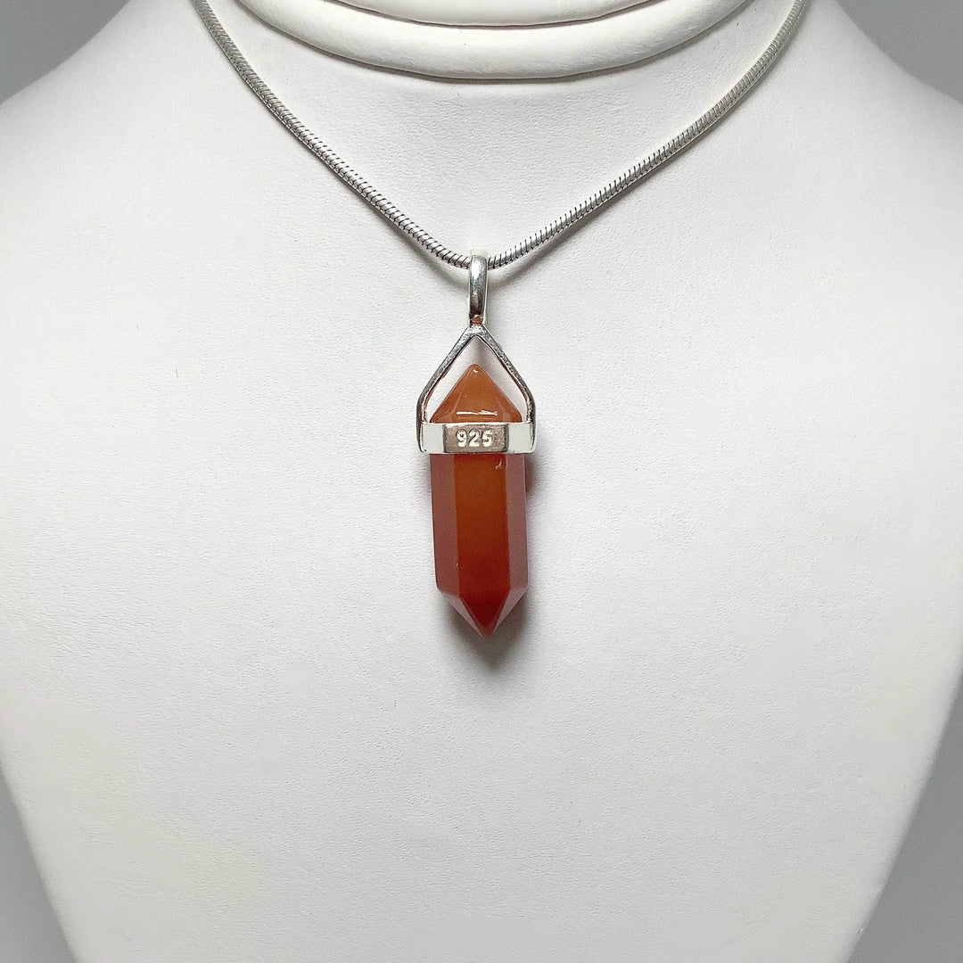Carnelian Agate Double Terminated Point Pendant - Rocks and Gems Canada