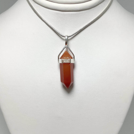 Carnelian Agate Double Terminated Point Pendant - Rocks and Gems Canada