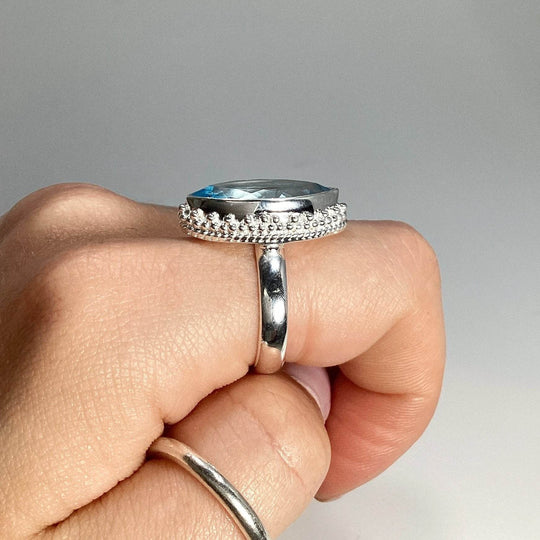 Blue Topaz Marquise Cut Ring - Rocks and Gems Canada