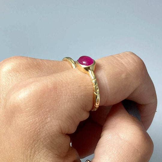 Pink Jade Gold Finish Ring - Rocks and Gems Canada