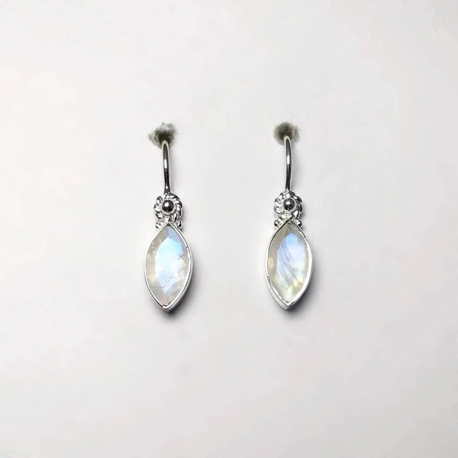 Rainbow Moonstone Dangle Earrings - Rocks and Gems Canada