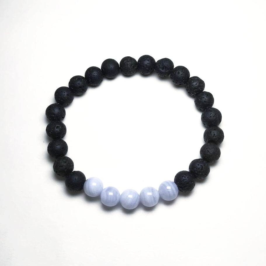 Blue Lace Agate Beaded Bracelet - Rocks and Gems Canada