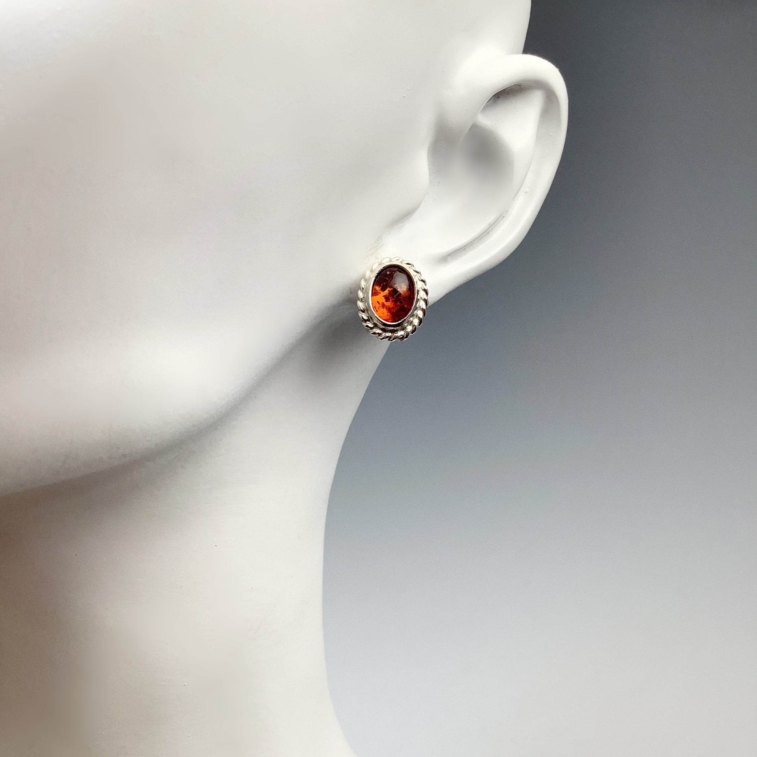 Cognac Amber Earrings - Rocks and Gems Canada