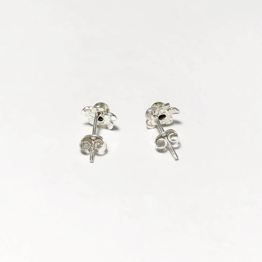 Green Amber Flower Stud Earrings - Rocks and Gems Canada