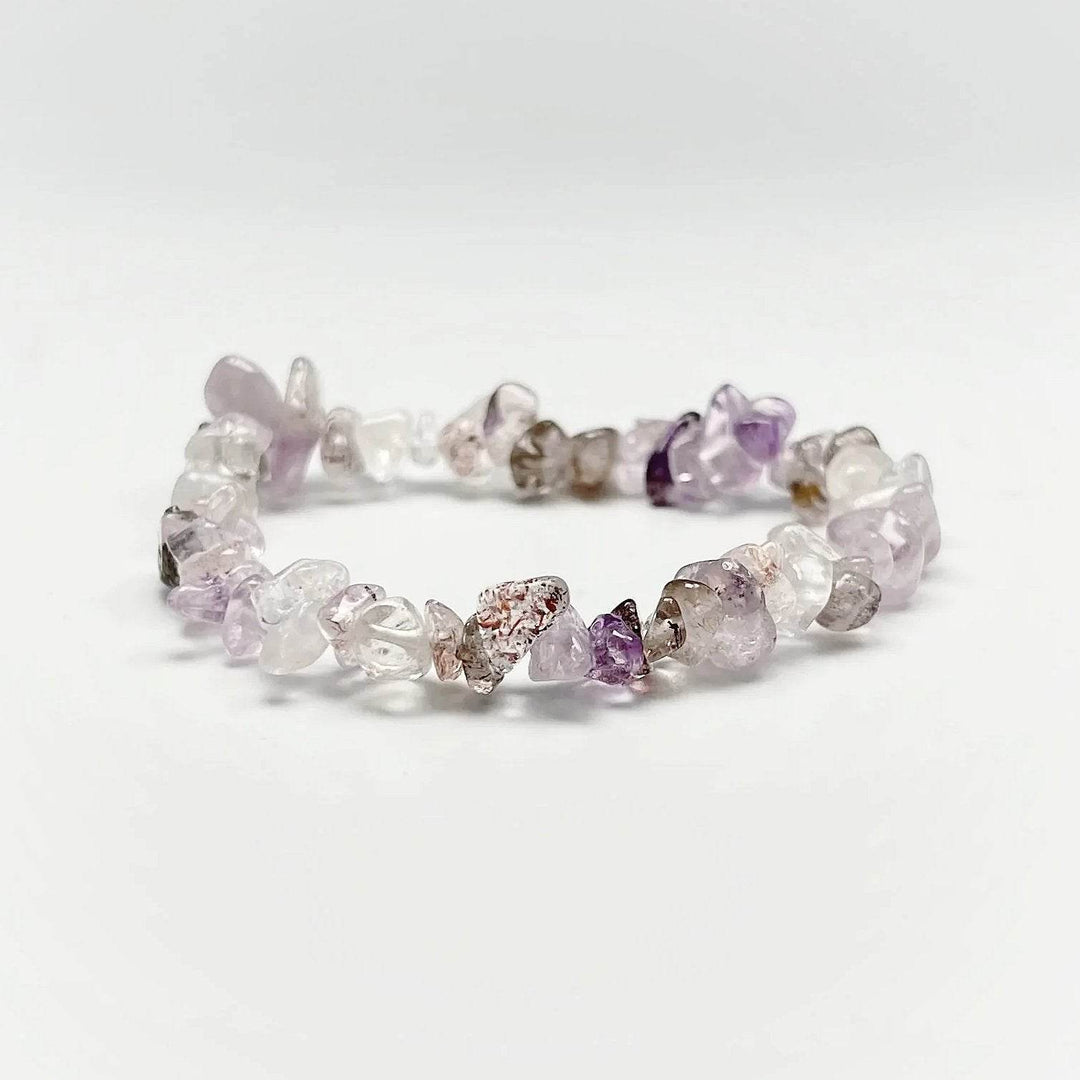 Mixed Purple Rutilated Quartz Chip Beaded Bracelet - Rocks and Gems Canada