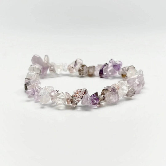 Mixed Purple Rutilated Quartz Chip Beaded Bracelet - Rocks and Gems Canada