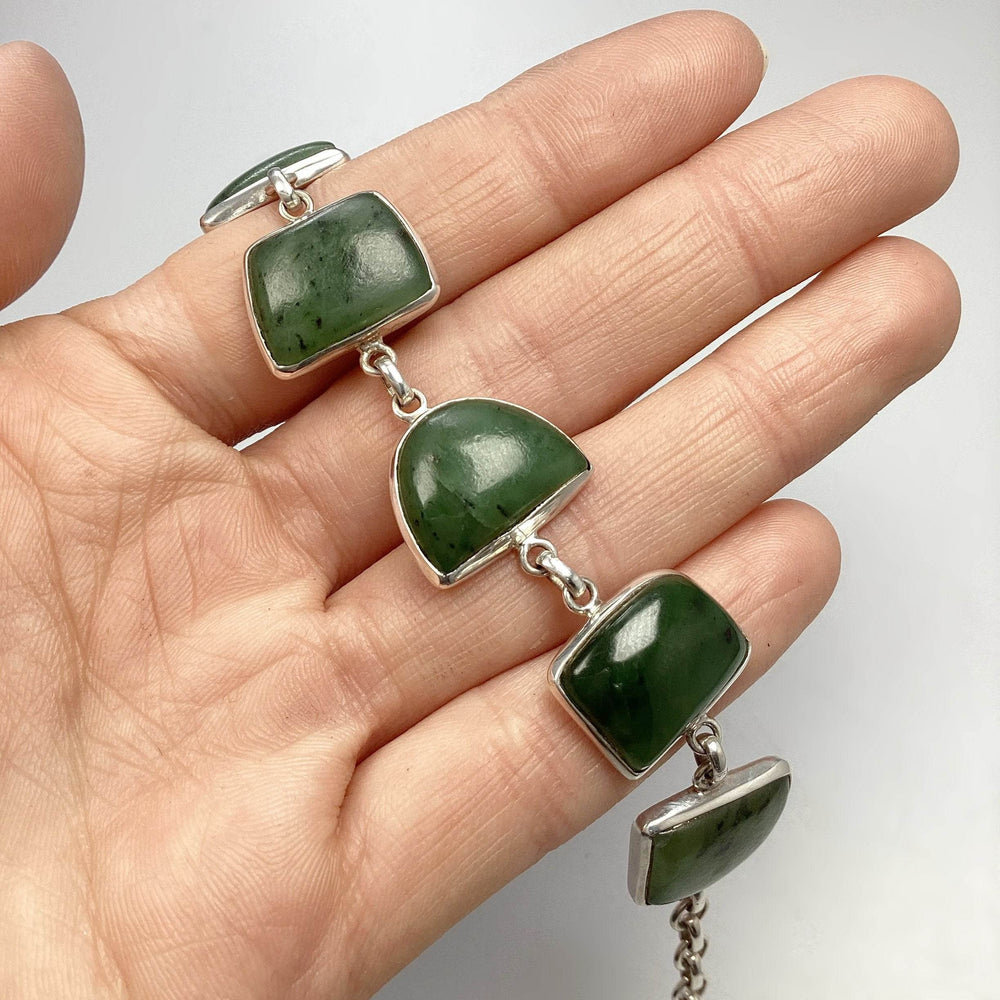 Canadian Jade Sterling Silver Bracelet - Rocks and Gems Canada