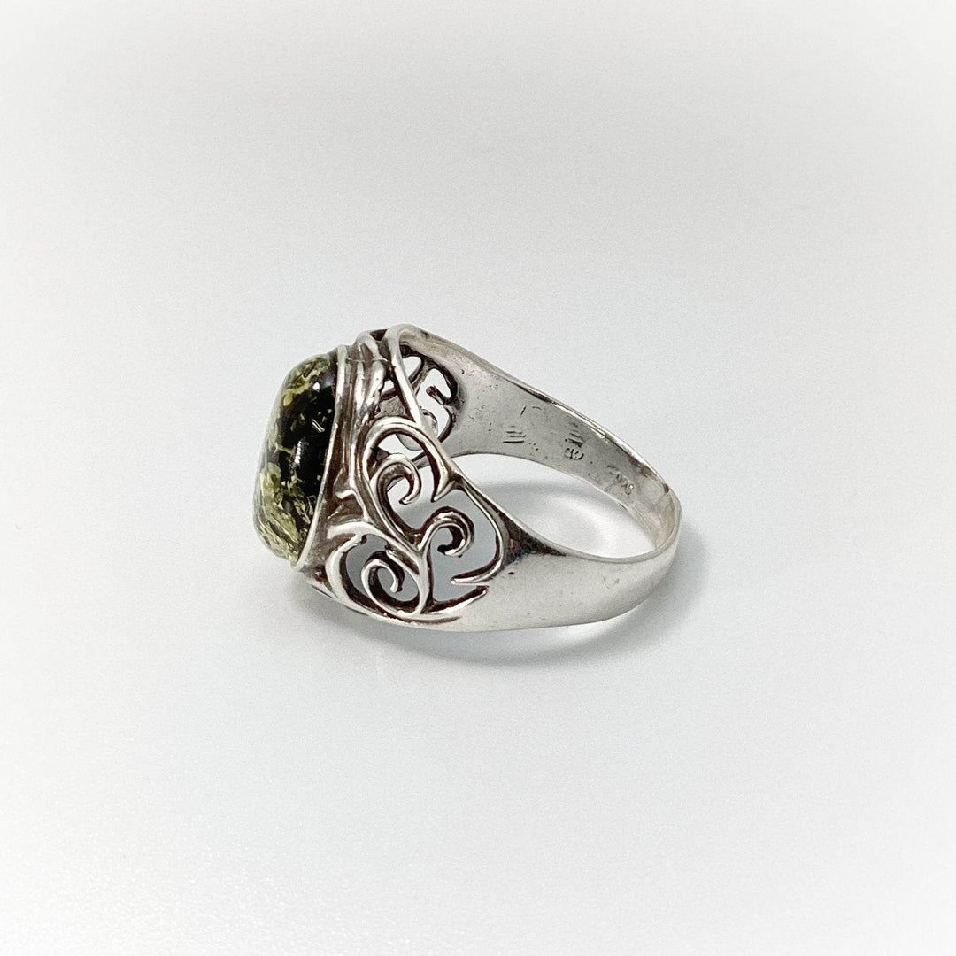 Green Amber Ring - Rocks and Gems Canada