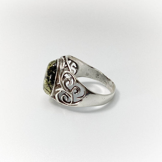 Green Amber Ring - Rocks and Gems Canada