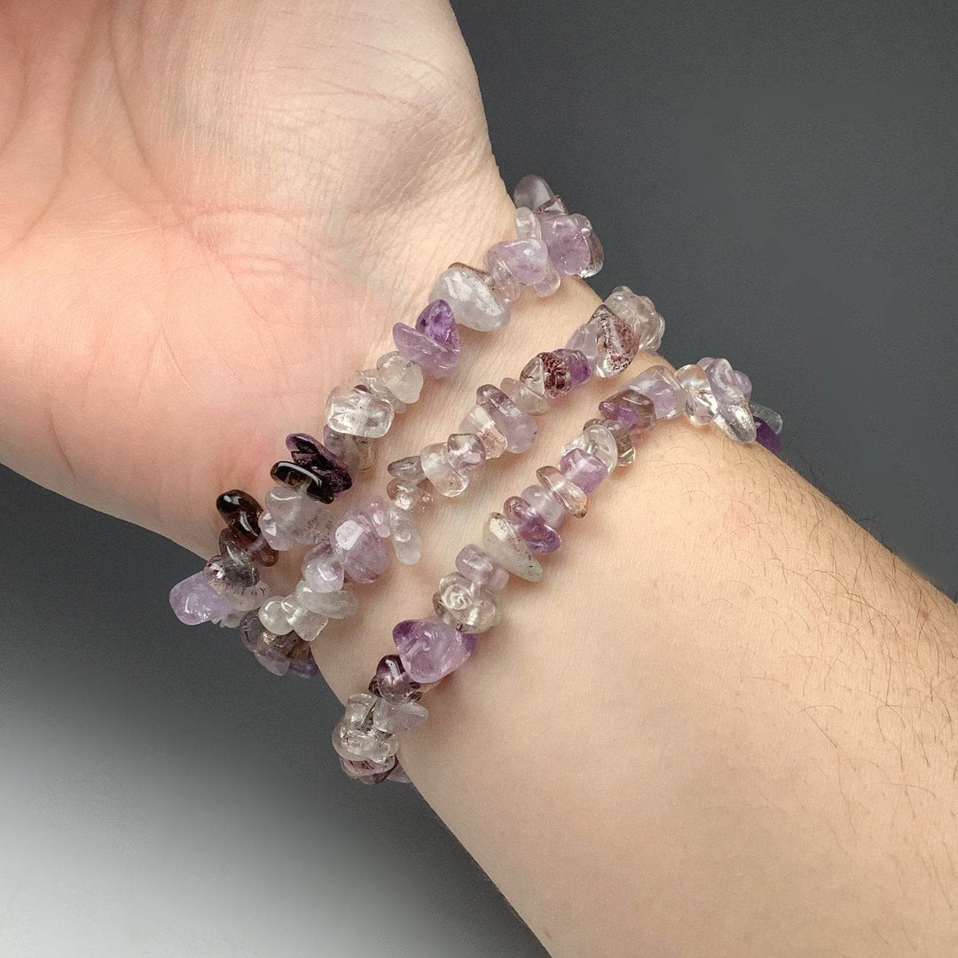 Mixed Purple Rutilated Quartz Chip Beaded Bracelet - Rocks and Gems Canada