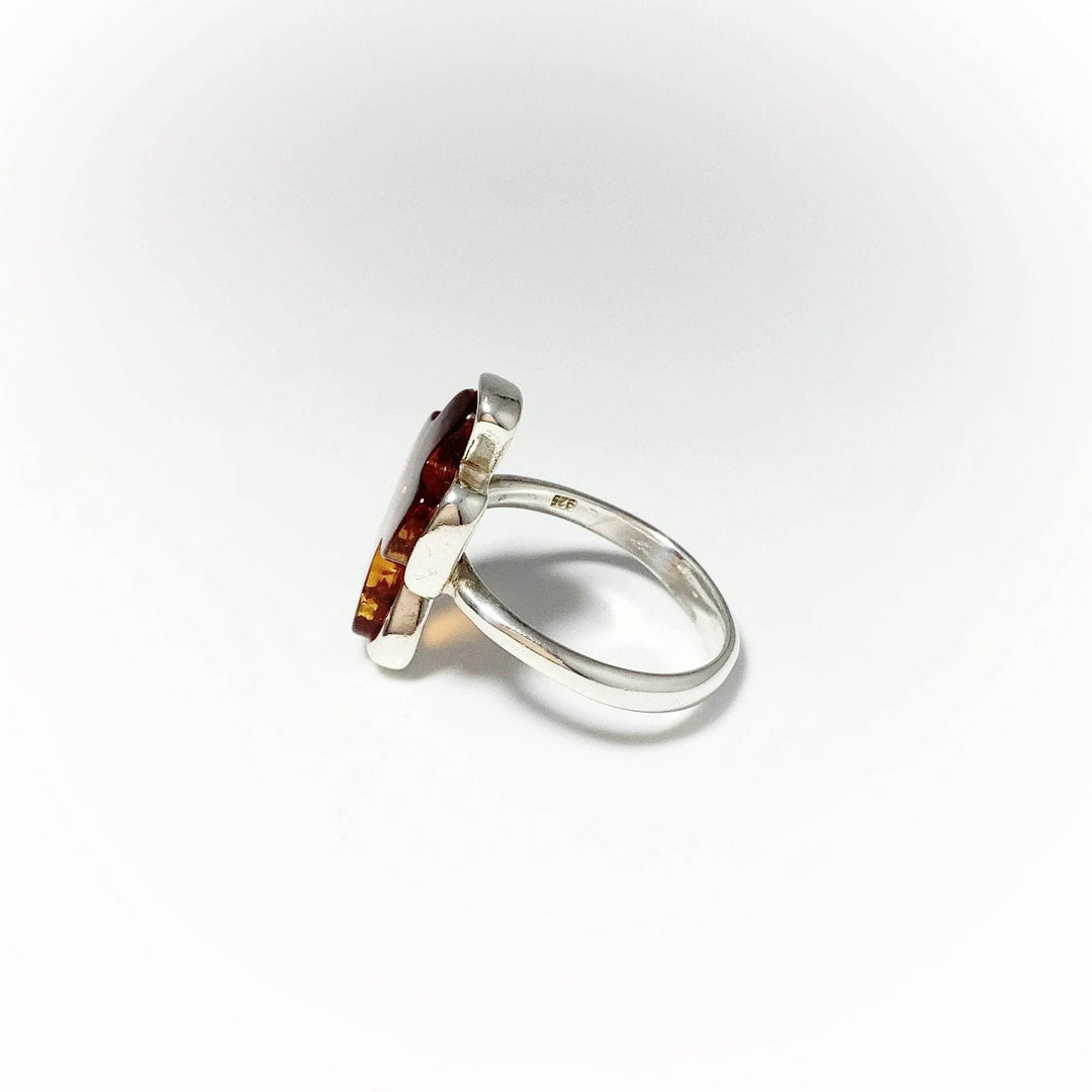 Cognac Amber Cross Ring - Rocks and Gems Canada
