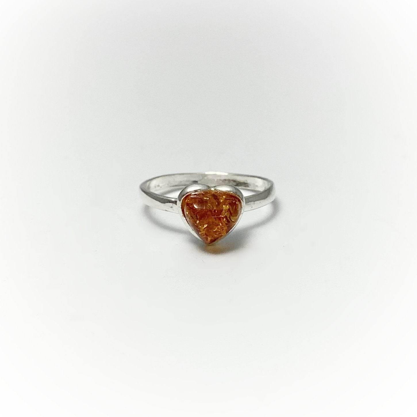 Cognac Amber Heart Ring - Small Sizes - Rocks and Gems Canada