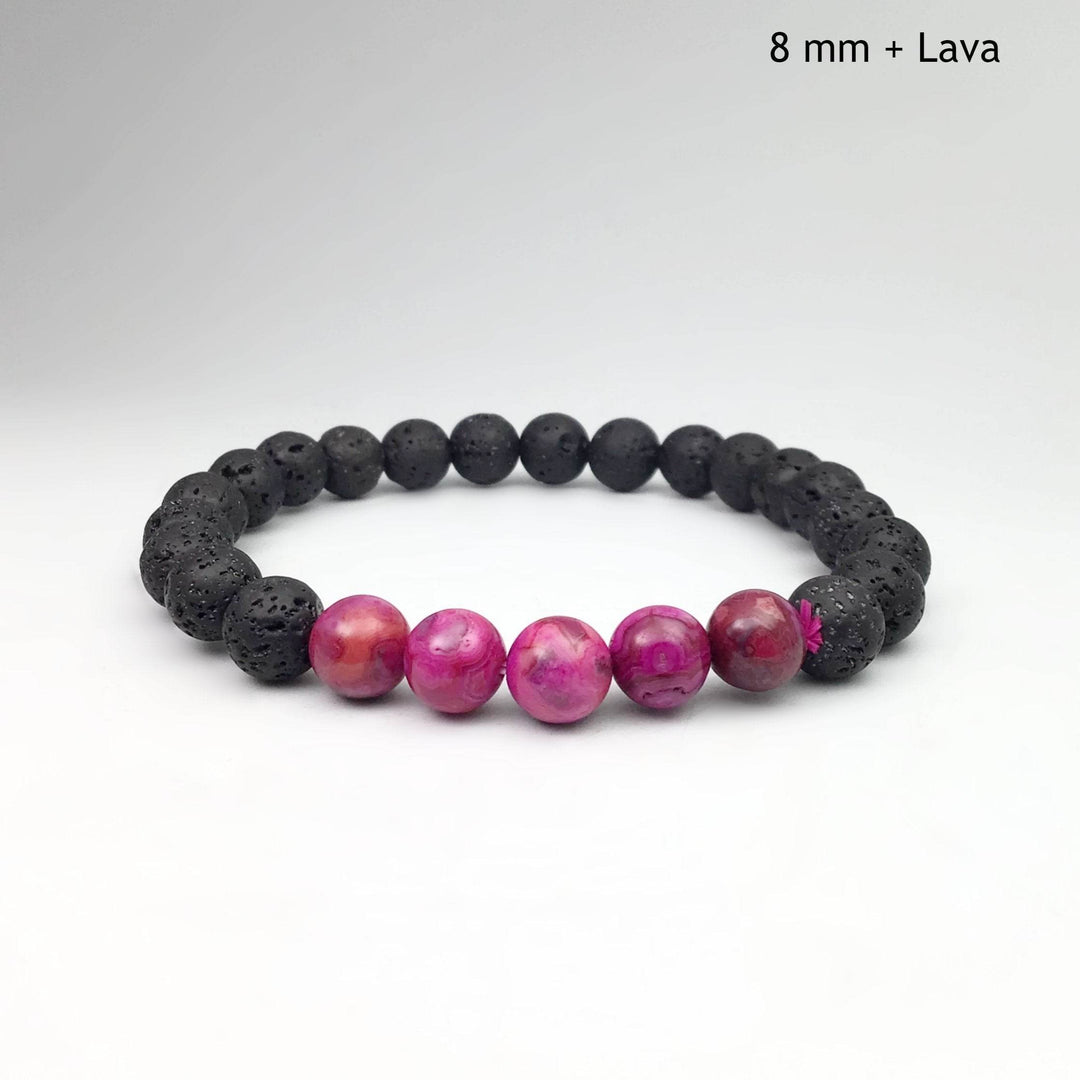 Pink Crazy Lace Agate Beaded Bracelet - Rocks and Gems Canada