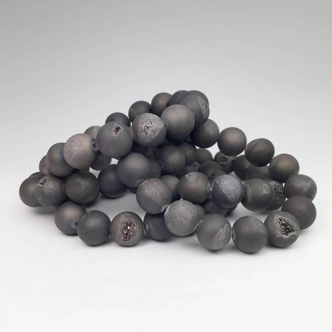 Druzy Matte Black Beaded Bracelet - Rocks and Gems Canada