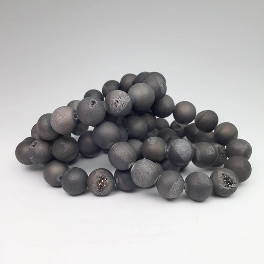 Druzy Matte Black Beaded Bracelet - Rocks and Gems Canada