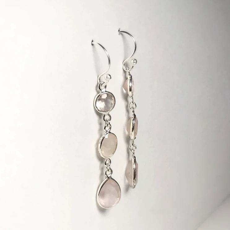 Rose Quartz Faceted Dangle Earrings - Rocks and Gems Canada