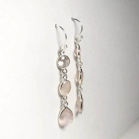 Rose Quartz Faceted Dangle Earrings - Rocks and Gems Canada
